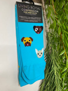 Giftware - Living Royal Compression Socks in Blue with Puppies