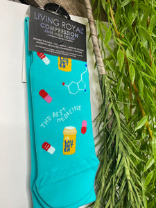 Giftware - Living Royal Compression Socks in Teal with Medicine Print