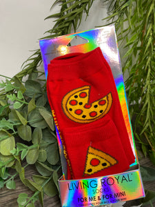 Giftware - Living Royal For Me & Mini Me Socks in Pizza Print