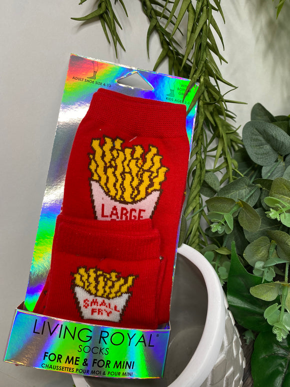 Giftware - Living Royal For Me & Mini Me Socks in Fry Print