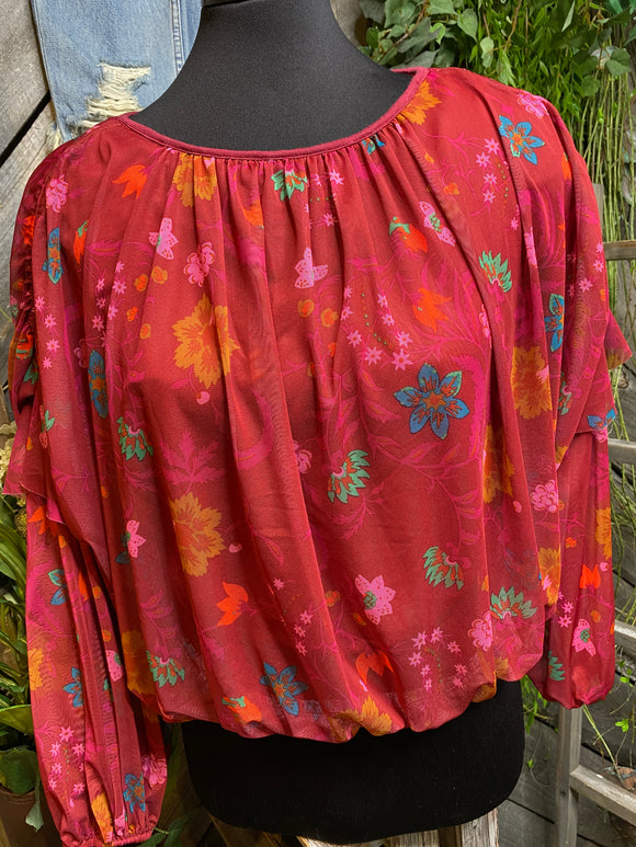 Blowout Sale - Free People Red Floral Blouse