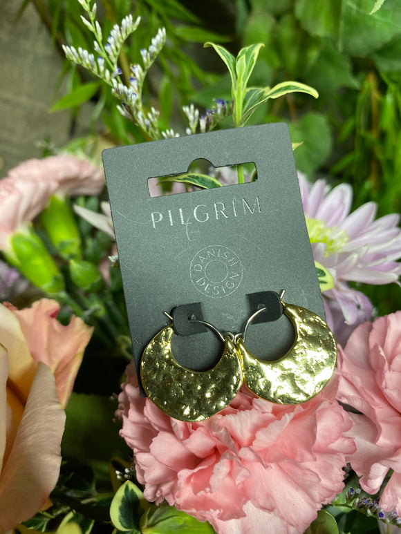 Jewelry - Pilgrim - Gold Pressed Metal Round Earrings
