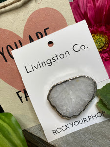 Giftware - Livingstone Co. Rock Your Phone White Pop Socket With Silver Edging