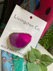 Giftware - Livingstone Co. Rock Your Phone Pink Pop Socket with Silver Edging
