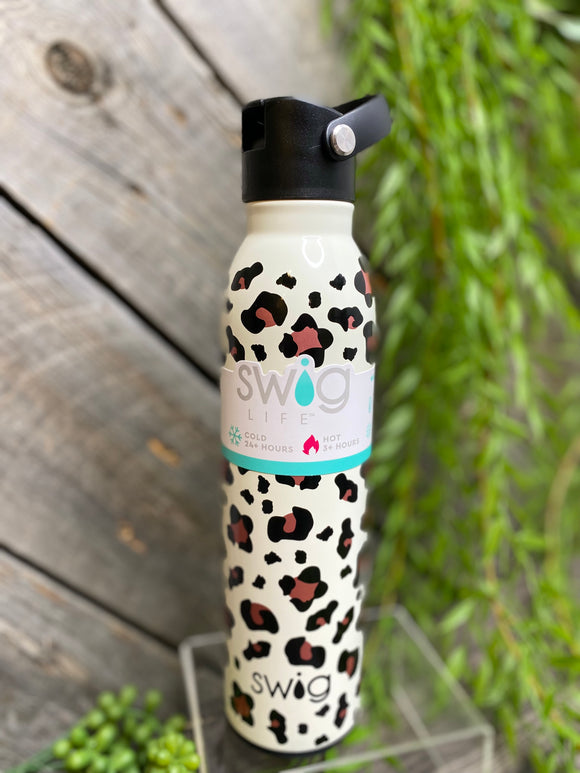 Giftware - Swig Life Sip & Flip 20 Oz. Water Bottle in Luxy Leopard