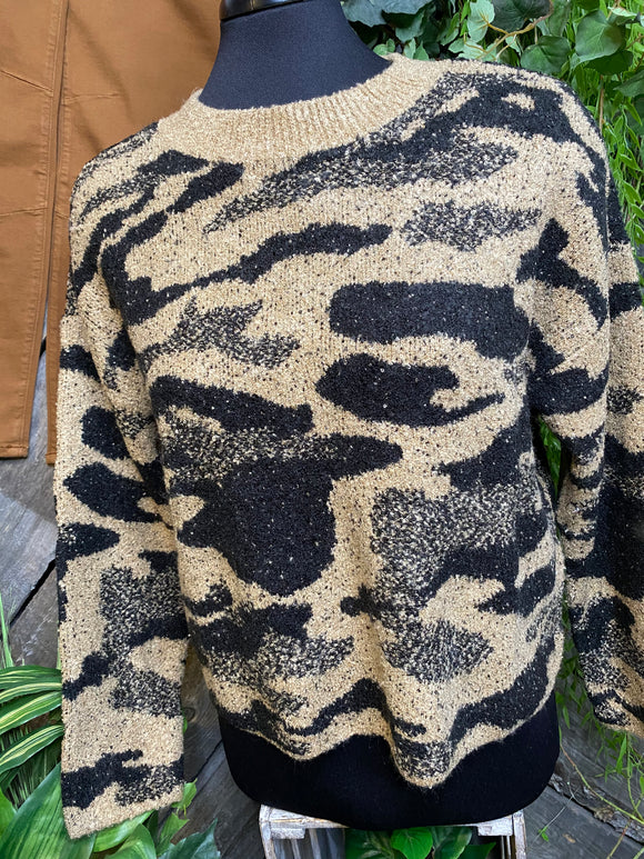 Rag Poet - Black/Brown Print Sweater