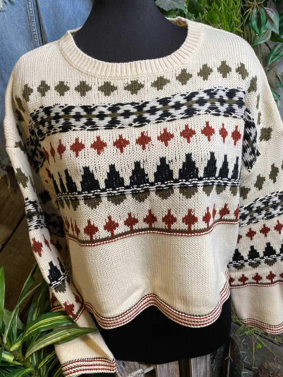 Sadie & Sage - Long Sleeve Sweater in Multi-Color Design