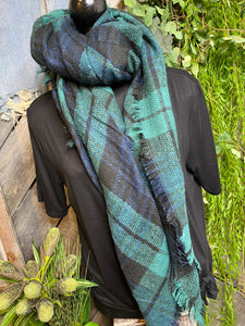 Blowout Sale - Winter Accessories Scarf in Evergreen/Navy/Black Plaid