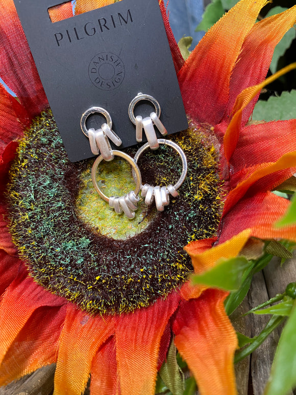 Jewelry - Pilgrim Small Hoop Earrings With Metal Detailing in Silver