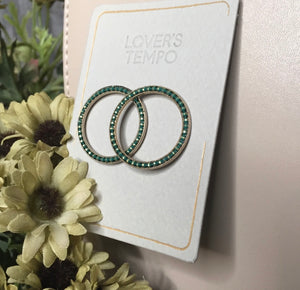 Blowout Sale - Lovers Tempo Green Studded Circle Earrings