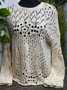 Blowout Sale - Free People - Knit Sweater in Ivory with Folded Cuffs