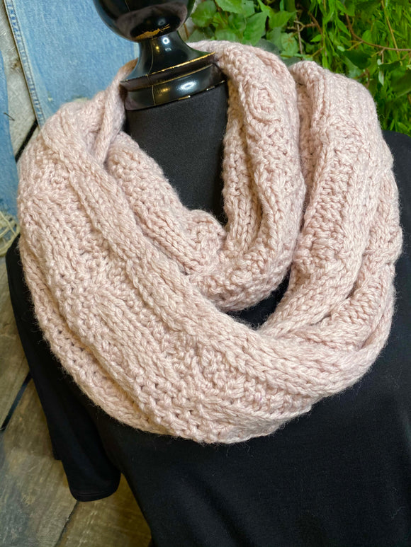 Blowout Sale - Winter Accessories Cable Knit Scarf in Light Pink